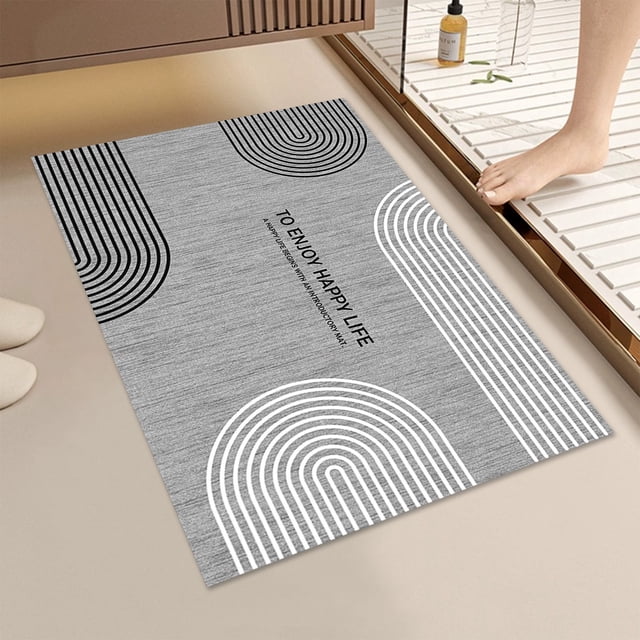 Alfombra de baño súper absorbente antideslizante con respaldo de goma lavable alfombrilla de baño gris 35.43x23.62en estilo moderno
