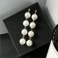 thumbnail image 4 of Opolski Elegant Women Party Big Faux Pearl Long Dangle Stud Earrings Valentine Gift, 4 of 7