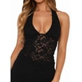 thumbnail image 2 of Womens Halter Neck Sleeveless Going Out Y2K Trendy Lace Cropped Tank Tops Black XL, 2 of 8