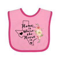 Inktastic Texas Home is Where The Heart is with Watercolor Floral Girls Baby Bib