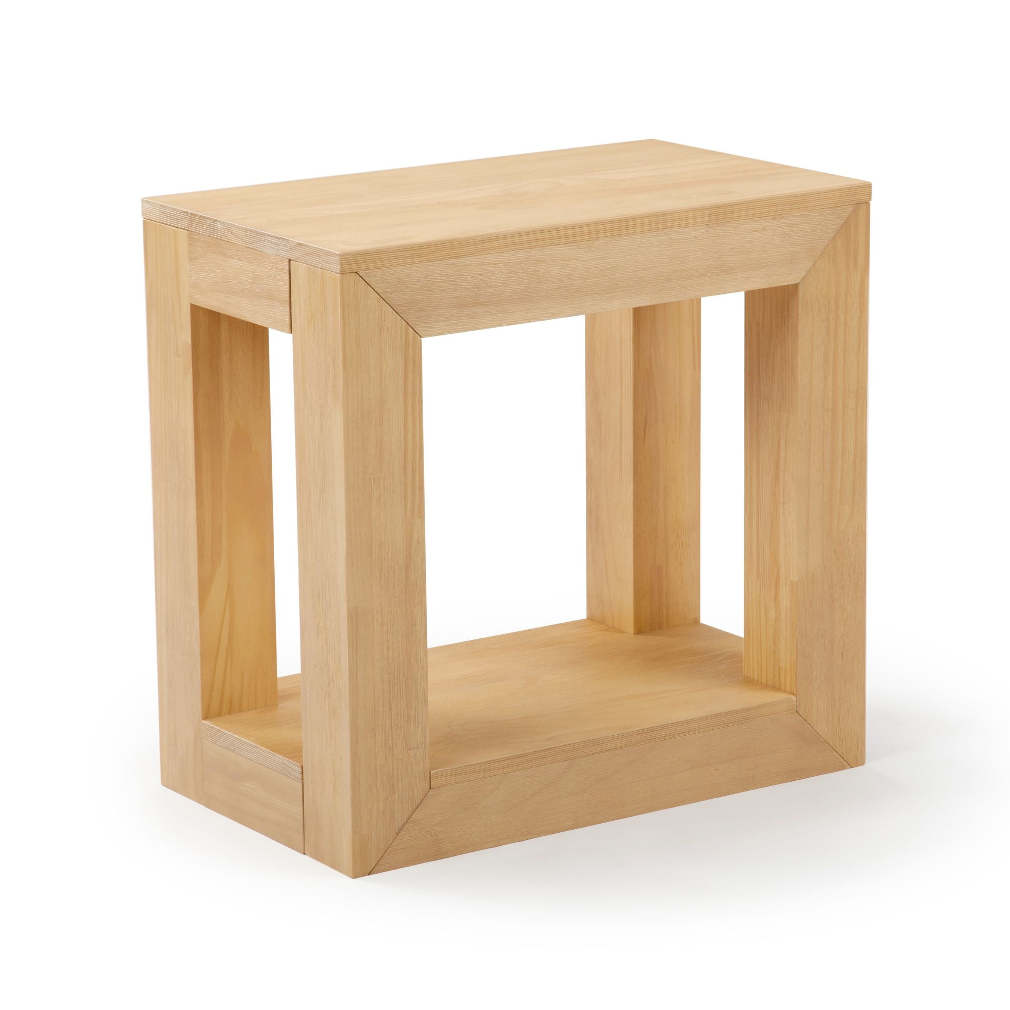 Plank+Beam Modern for Living Room with Storage Solid Wood Rectangular End Table, 25", Blonde