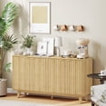 thumbnail image 2 of 55" Modern Sideboard Buffet Cabinet with Fluted Doors Wood Legs Nature Wood, 2 of 10