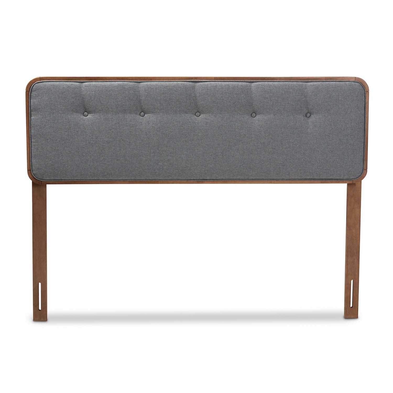 Baxton Studio Palina Mid-Century Wood Tufted Queen Headboard in Dark Gray