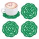 thumbnail image 1 of Paquete de 4 Posavasos de Ganchillo Hechos a Mano, Manteles Individuales Redondos de Algodón de 4 Pulgadas/10cm, Manteles de Encaje de Ganchillo Vintage [Verde Navidad], 1 of 1