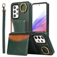 thumbnail image 2 of for Samsung Galaxy A32 5G Wallet Case with Card Holder - PU Leather Case for Women & Girls, Wrist Hand Strap, Secure Finger Ring, Shockproof Protective Phone Cover for Galaxy A32 5G, Green, 2 of 7