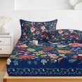 thumbnail image 6 of Twin XL Size Fitted Sheet Set - Navy Blue Floral 2 Piece Bedding Sets 16" Deep Pocket Fitted Sheet with 1 Pillowcases, Spring Farmhouse Botanical Flowers Vintage Brushed Microfiber Luxury Bed Sheets, 6 of 9