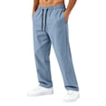 thumbnail image 2 of Men Baggy Sweatpants Quick-Dry Wide Leg Chino Pants Loose Fit Fashion Casual Drawstring Elastic Waist Pant with Pockets L, 2 of 8