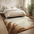thumbnail image 3 of ODIKA 8'x10' Washable Area Rug Beige Frond Cream Botanical Symmetrical Rectangular Fronds Large for Dining Room, Office, Lounge, Non-Slip Chair-Friendly Mat, 3 of 7