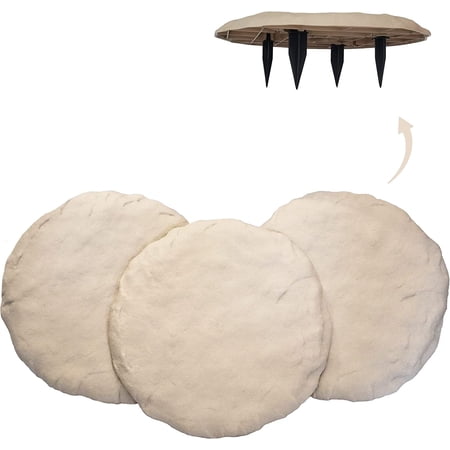 Circular 15.5” Stepping Stones with Ground Stakes - Home or Garden Step Stones for Outdoor Walkway or Pathway Pavers - Resin Material (4, Bge Limestone)