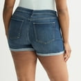 thumbnail image 2 of Juniors' Plus Size SO® Low Rise Midi Fray Hem Jean Shorts Color: Light Size: 18, 2 of 4