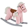 thumbnail image 3 of Qaba Kids Plush Ride-On Rocking Horse with Bear Toy, Children Chair with Soft Plush Toy & Fun Realistic Sounds, Pink, 3 of 10