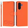 thumbnail image 2 of Wallet Leather Case For Samsung Galaxy A57 5G 6.7",With Card Holder,Wristband, Shockproof Kickstand Embossed Happy Pattern Phone Case,Orange,For Galaxy A57 5G, 2 of 8