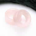 thumbnail image 2 of BM25 A Pair of Pink Rose Quartz Stone Double Flared Eyelet Plug, 2 of 4
