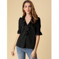 thumbnail image 3 of BluDe ManDe CampaCon Cuello En V Y Volantes PaMujer, BluCampesiDe GaInformal Vintage De Verano Negro XL, 3 of 6