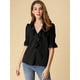 thumbnail image 3 of BluDe ManDe CampaCon Cuello En V Y Volantes PaMujer, BluCampesiDe GaInformal Vintage De Verano Negro XL, 3 of 6