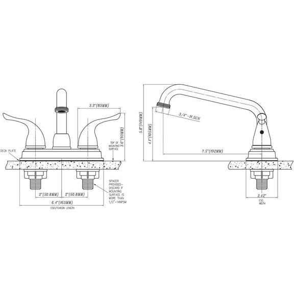 Treviso Utility Laundry Sink Faucet - Threaded Brass Spout Hose End, Swivel Spout, 2-Handle Levers, Centerset (Chrome Plated)