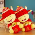 thumbnail image 5 of Dserhfy Cute Chinese Zodiac Ox Cattle Plush Toy Super Soft Animal Doll with Lucky Bag, 5 of 8