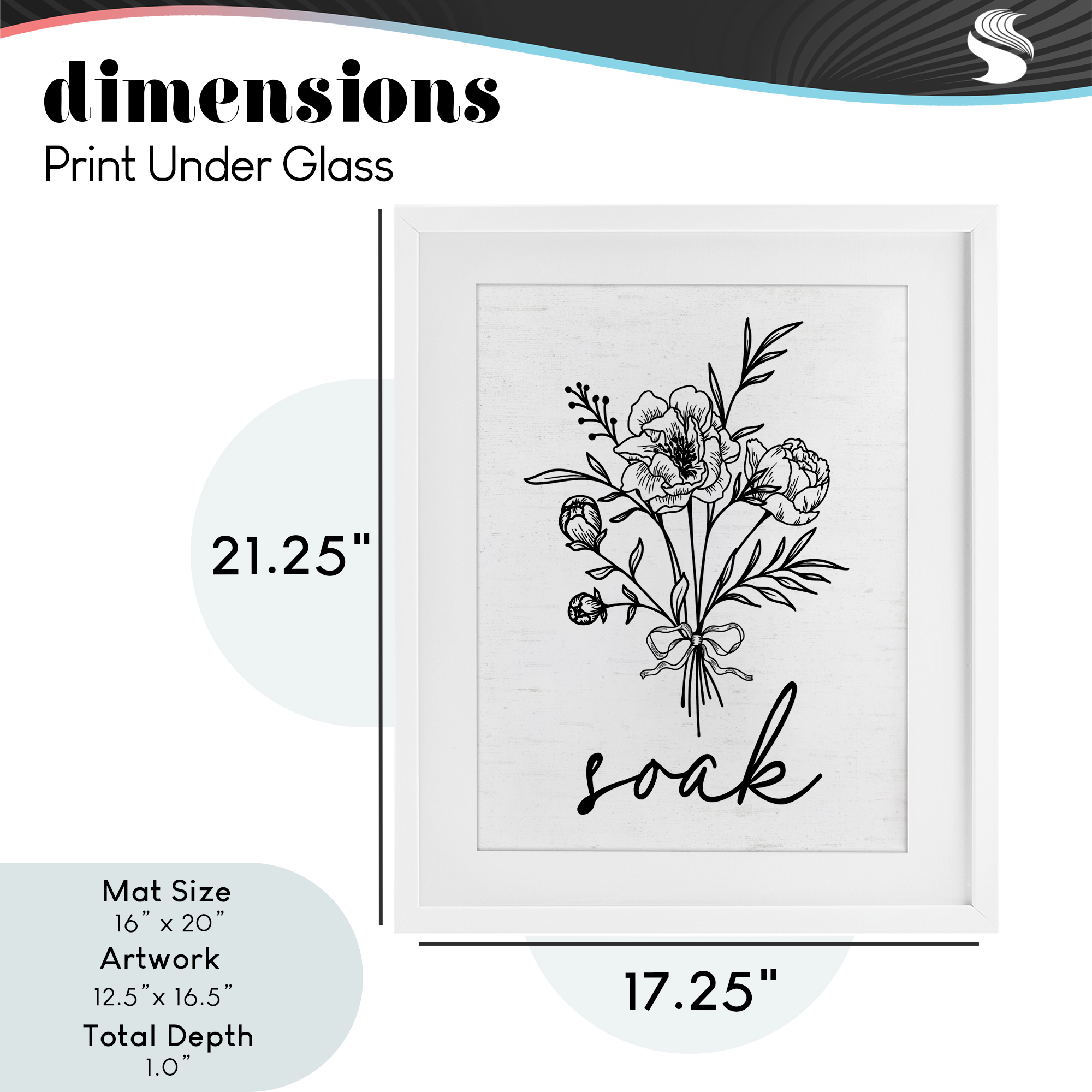 Bathroom Herb Soak White Framed Print Under Glass, design by Lettered and Lined