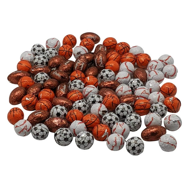 Assorted Chocolate Sports Balls 5 LB Resealable Stand Up Bulk Candy Bag (approx. 400 pieces