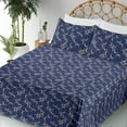 thumbnail image 3 of Abstract Sheet Set, Halftone Circles with Dots Circular Shapes Orderly Repeated Pattern, Fitted & Flat Sheet with Pillowcase Bedding Accent 4 Pcs Set, Queen, Night Blue and Eggshell, by Ambesonne, 3 of 5