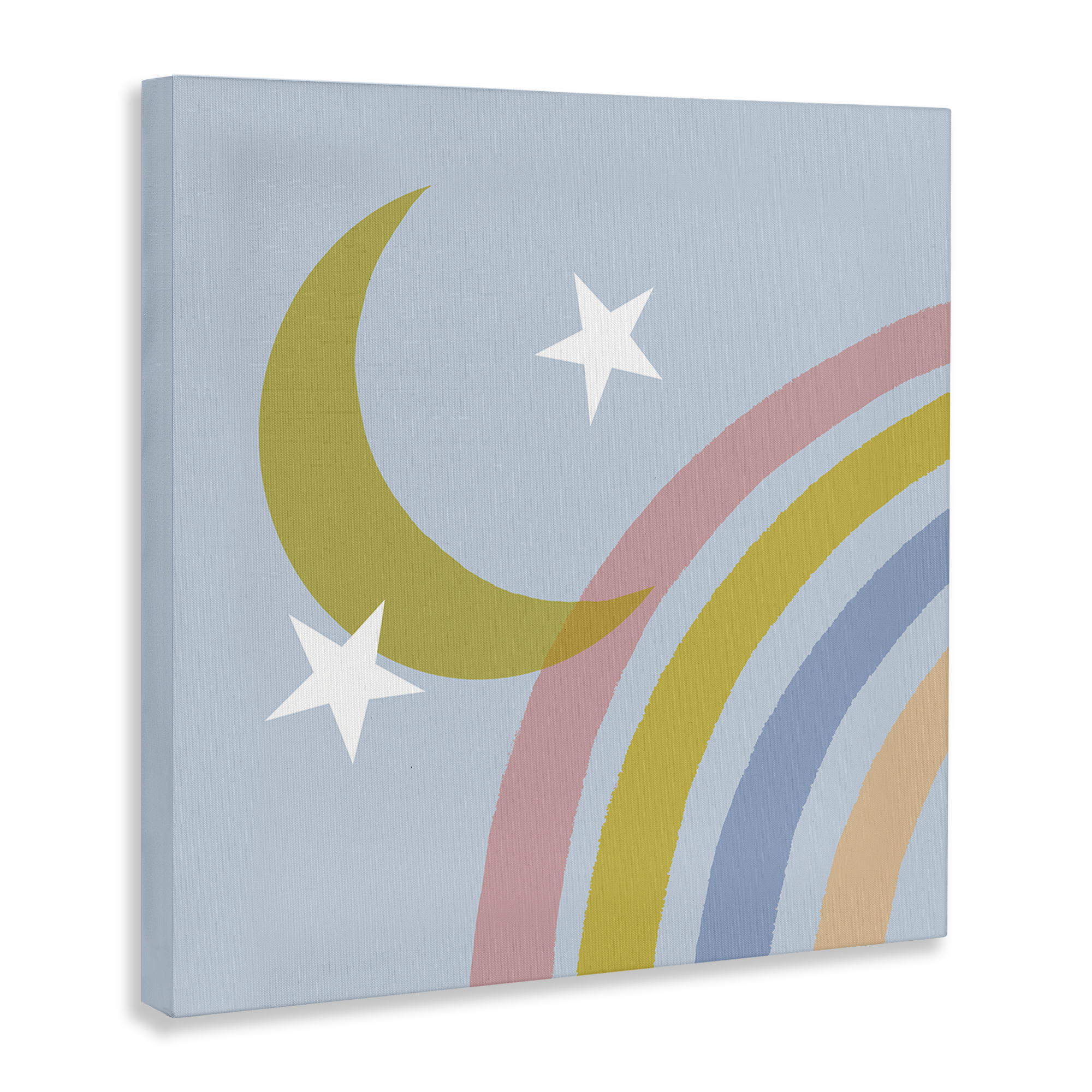 Stupell Industries Rainbow And Moon Shape Landscape & Nature Painting Wrapped Canvas Art Print Wall Art, 36 x 36
