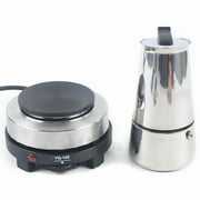 DENEST 4 Cups Moka Coffee Maker Pot Stainless Steel with Electric Stove