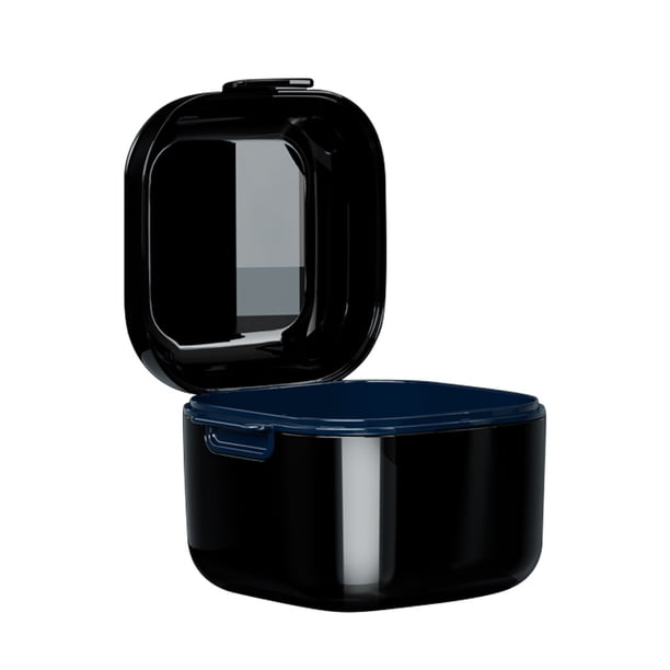 Billuyoard Estuche de protección bucal Caja de almacenamiento de falsos portátil Mordedor de joyería de plástico Contenedor Almacenamiento y organización del hogar Negro