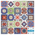 thumbnail image 4 of Mi Alma Removable Vinyl Floral Blue Red Backsplash Tile Stickers, 24pcs, 4 of 11