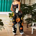 thumbnail image 7 of Halloween Jumpsuits for Women Cotton Linen Funny Floral Print Lounge Rompers Funny Floral Print Casual Comfy Overalls with Pockets, 7 of 7