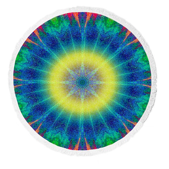 ZKGK Colorful Tie Dye Round Beach Towel Beach Mats Beach Shawl Beach Blanket with Tassels Beach Throw Towel Yoga Mat