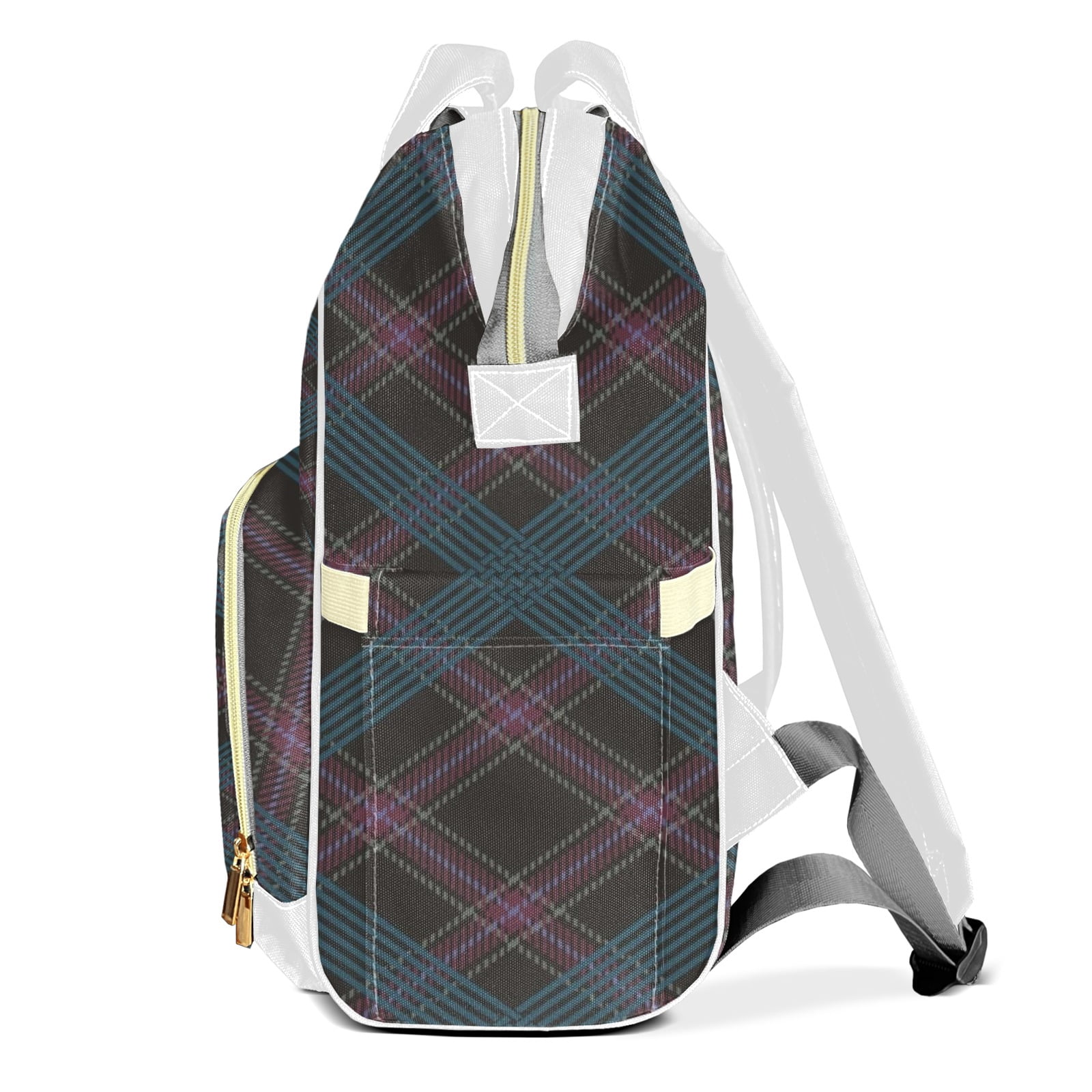 Buffalo Plaid Diaper Backpack – Large Capacity, Insulated Baby Bottle Pocket, Multifunctional Mommy Bag for Boys & Girls