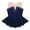 Navy_Blue, variant on Kids Girls Sleeveless Sparkly Rhinestone Ballet Dance Leotard Mesh Splice Skating Gymnastics Dress