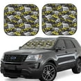 thumbnail image 2 of Uemuo White Retro Off-Road Vehicle Printed 2 PCS Car Windshield Sun Shade, Auto Sun Heat and UV Rays Blocker, Foldable Automotive Front Window Sunshade Protector, 2 of 7