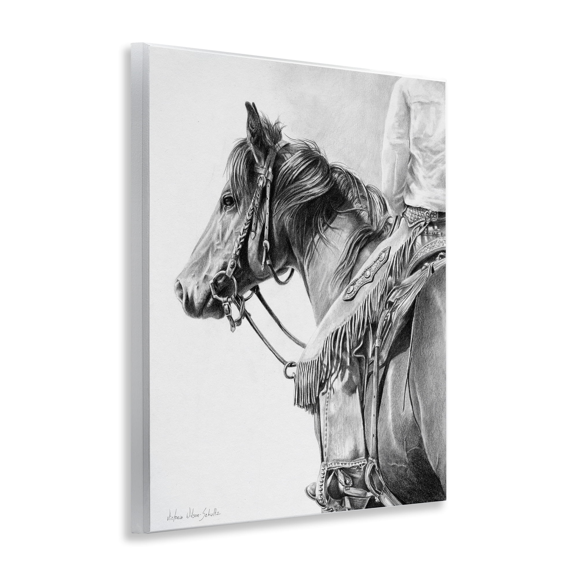Stupell Industries Detailed Stallion & Cowboy Animals & Insects Drawing Unframed Art Print Wall Art, 11 x 14
