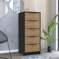 thumbnail image 5 of Dtwnek 5 Drawers Dresser with Metal Handle, Black + Brown, 5 of 8