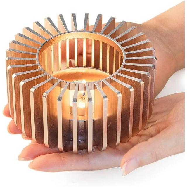 Rose Gold Teapot Warmer, Aluminum Alloy Tea Warmer with Tea Light Holder, Tea Warmers for teapot, Candle Heater for Heating Tea, Coffee and Milk, Portable Food Warmer for Camping and Traveling