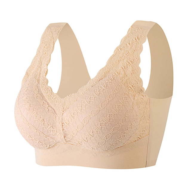 Timegard Womens Bras with Support Wirefree Back Smoothing Full Coverage Lace Summer Comfy Everyday Bra