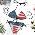 thumbnail image 2 of NICKSUN Women Plus Size Halter Padded Top Tie Side Bottom Bikini Set American Flag Two Piece Bathing Suits, 2 of 6