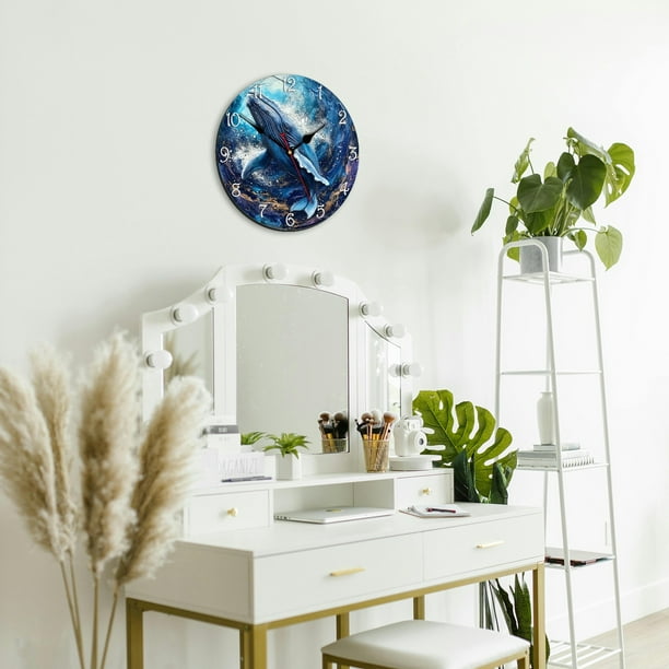 Reloj De Pared Con Animales Marinos Para Salón Y Dormitorio, Con Indicador De 24 Horas, Tablero De Madera Denso Y Diseño Moderno Y Decorativo.