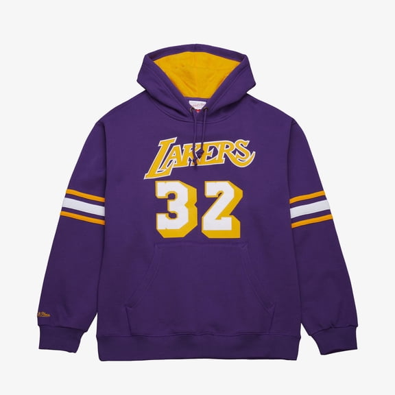 Men's Mitchell & Ness Magic Johnson Purple Los Angeles Lakers Name & Number Hoodie