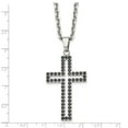 thumbnail image 4 of Chisel Stainless Steel Polished Black CZ Cross Necklace, 4 of 4