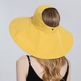thumbnail image 4 of Women Ponytail Sun Hat Reversible Fishing Hat Foldable Bowknot Summer Visor Hat UPF 50+ Beach Cap Wide Brim Bucket Hat, 4 of 8