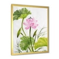 thumbnail image 2 of Designart 'Single Vintage Pink Lotus Flower With Green Leaves' Traditional Framed Art Print, 2 of 4