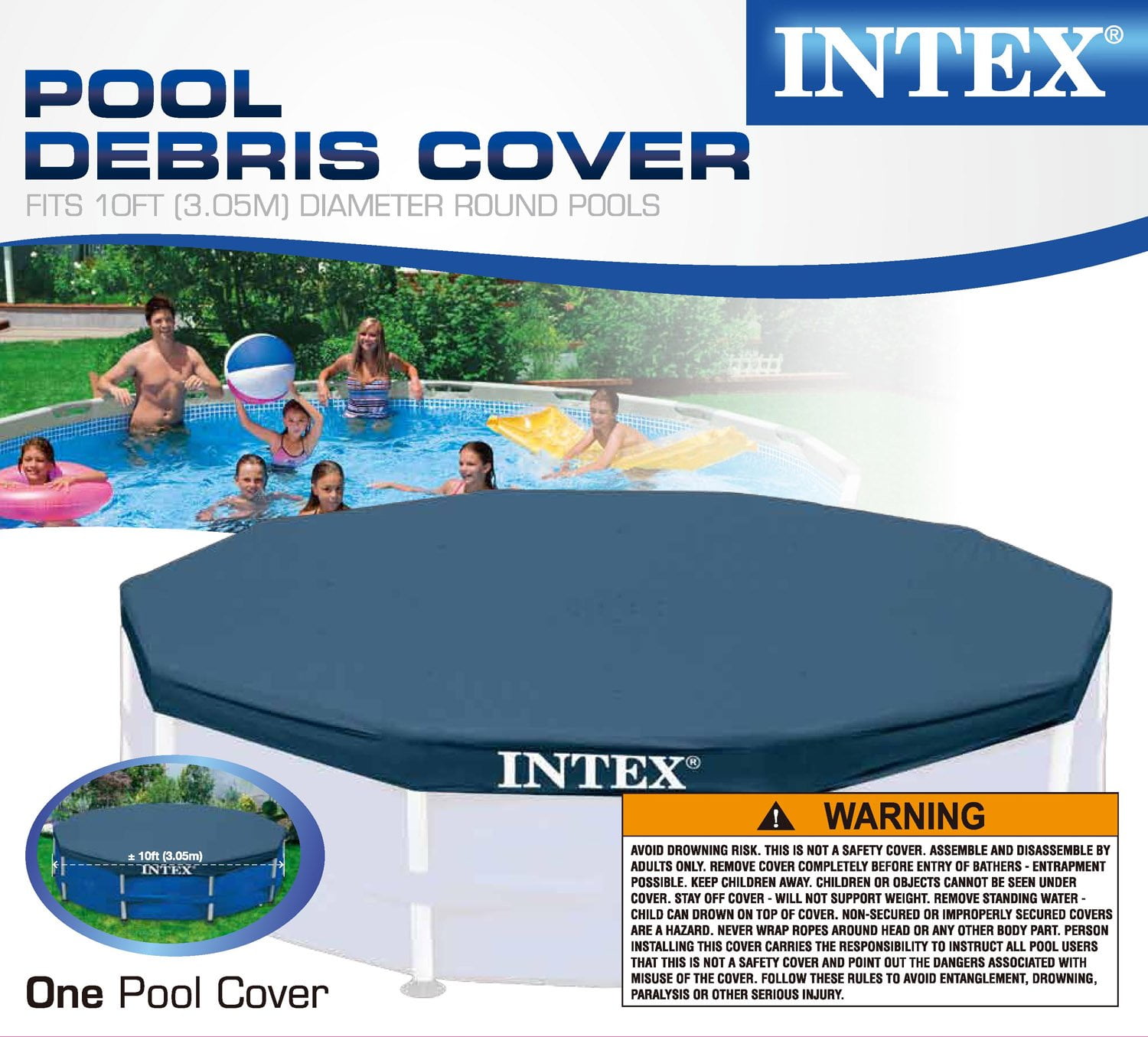 berømt Indflydelse Glimte Intex 15ft x 10in Round Pool Cover for Metal Frame Above Ground Pools -  Walmart.com