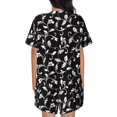 thumbnail image 3 of Qekee Black White Leaves Women's Pajama Set Short Sleeve Sleepwear Summer Home Wear with Pockets Soft Short Sleeve Shirt - Black White Leaves, 3 of 9