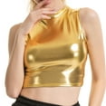 thumbnail image 7 of Hontri Women's Nylon Underwear, Women's Wrap-Around Patent Leather Solid Color Tube Top Shirt Performance Tops Gold Xl under $10, 7 of 7
