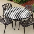 thumbnail image 2 of Vinyl Fitted Tablecloth Round, Black and White - Waterproof Checkered Elastic Tablecloth Flannel Backed Gingham Table Cover for Outdoor Picnic Dining (Fit for 36"-44" Round Tables), 2 of 6