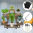 thumbnail image 4 of SAYFUT Wood Plant Stand Indoor Outdoor, with/without Wheels Plant Stand for Indoor Outdoor Multiple Tier Plant Display Wood Rack Holder Shelf for for Patio Living Room Balcony Garden, 4 of 7