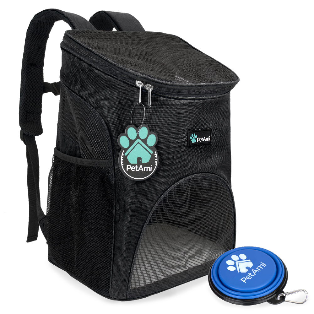 Premium Pet Carrier Backpack for Small Cats and Dogs by PetAmi Black