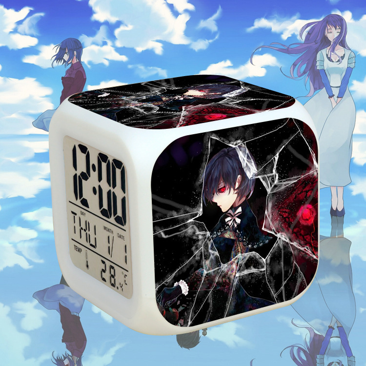 TIMPCV Wekity Anime Alarm Clock 7 Colors LED Square Clock Digital Alarm